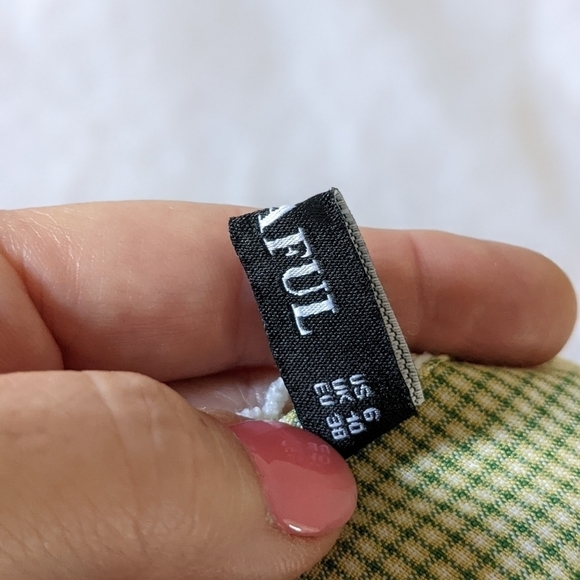 𝅺CROPPED green gingham blouse with lace trim 6 Spring Summer Twee Retro - Picture 5 of 12